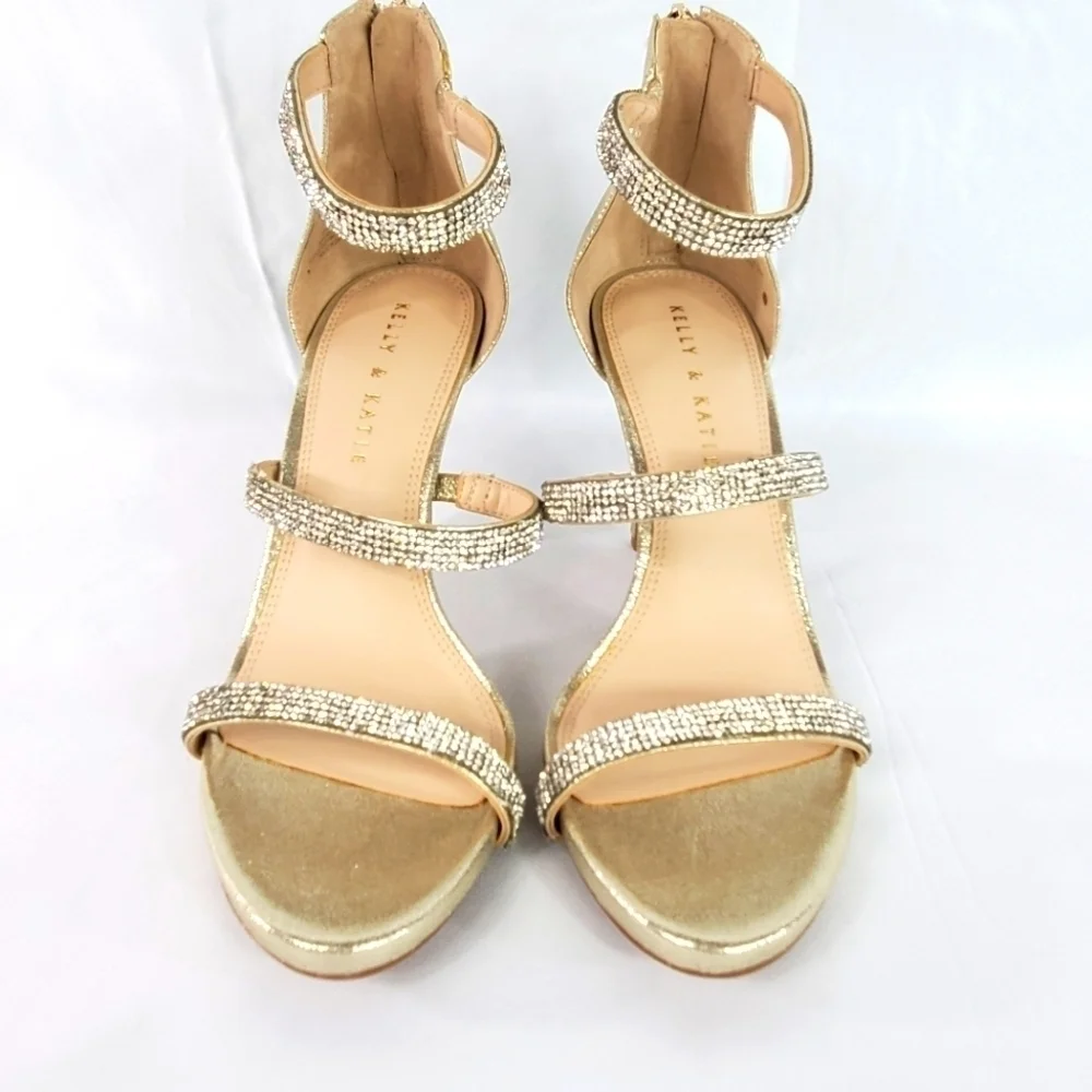 Kelly & Katie rhinestone formal shoe light gold clear stones